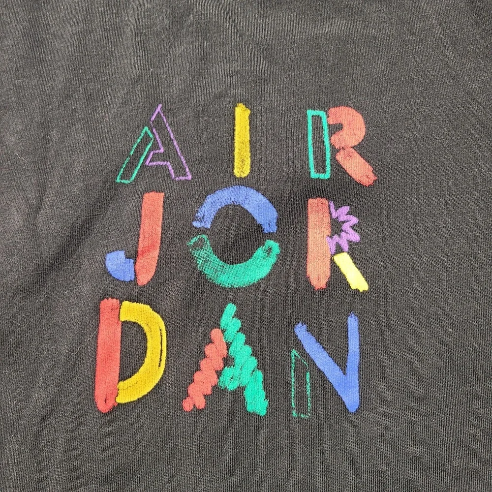Air Jordan T-Shirt Mens XL Black Colorful The Cradle Graphic Short Sleeve Tee